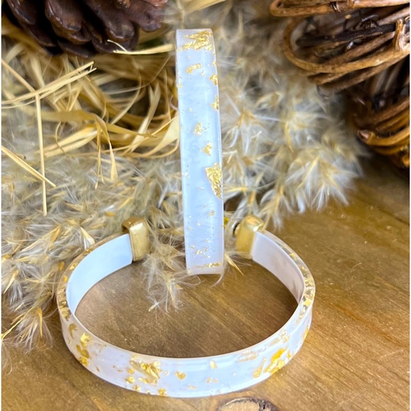 Earrings Gold fleck and white - Picture 1 of 1